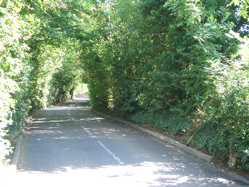 Hazlewood Lane, 2007.  The railway bridge is at the top of the road